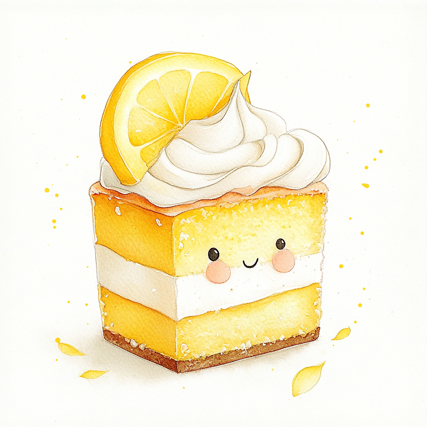 "Zesty Delight "A Cute & Refreshing Lemon Cake Print A4