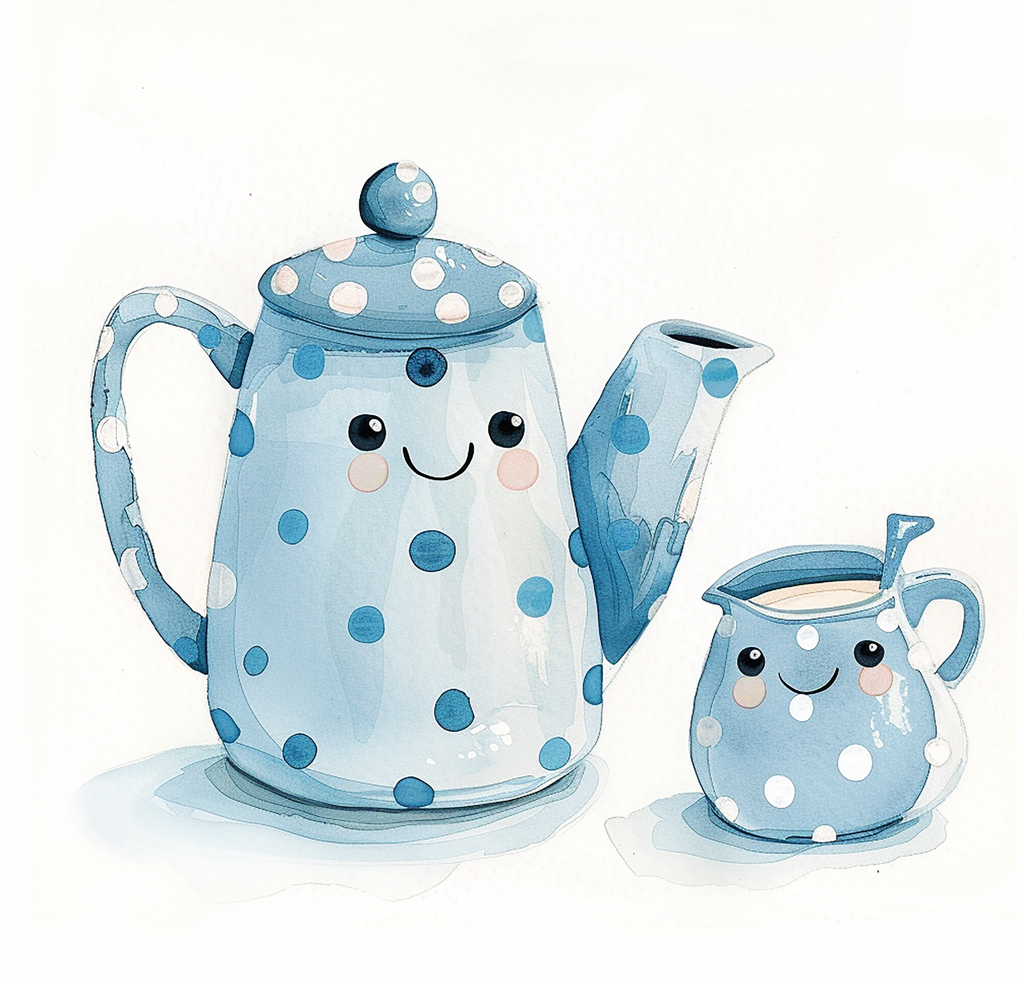 "Sweet Sips "A Charming Teapot & Milk Jug Print A4
